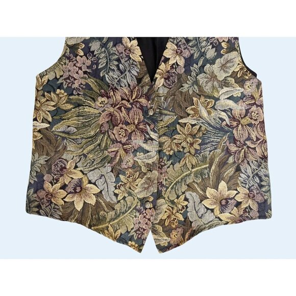 Vintage STEFANO Basics 1990s Tapestry Floral Vest Size Large - Picture 4 of 6
